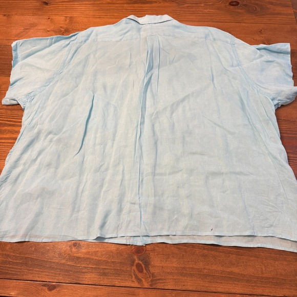 Ralph Lauren Linen Bright Blue Ocean Wash S/S Button Down Shirt Size‎ 4XLT *READ - Picture 7 of 9